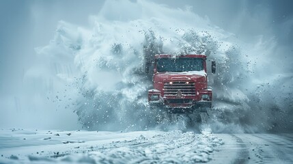 Snowplow clearing road during winter blizzard  traffic management and snow removal challenges