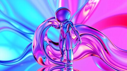 Wall Mural - colorful swirls glass 3d object abstract wallpaper 