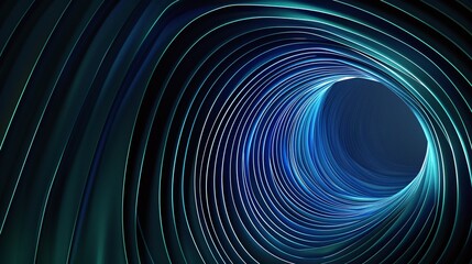 Abstract view of a swirling tunnel with glowing blue and green lines. Perfect for backgrounds, technology, and futuristic themes.