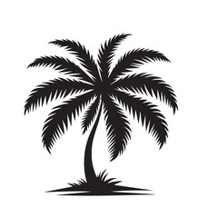 Palm tree vector design. Palm tree silhouette. Palm tree logo, icon, sign. Tropical Palm tree illutration.