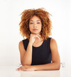 © C.Arcurs/peopleimages.com - Serious, portrait and businesswoman with confidence in studio, professional career and positive attitude. Female person, consultant and hands by white background for corporate project, pride and desk