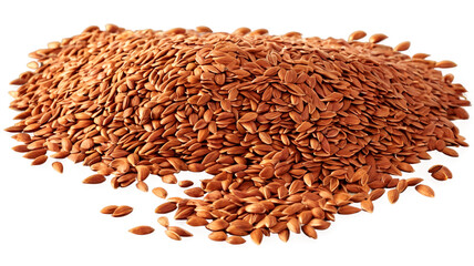 Wall Mural - Healthy popular pile of flaxseeds on white or transparent background