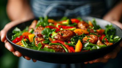 Poster - Woman Preparing Asian Food Wok Pan Home 