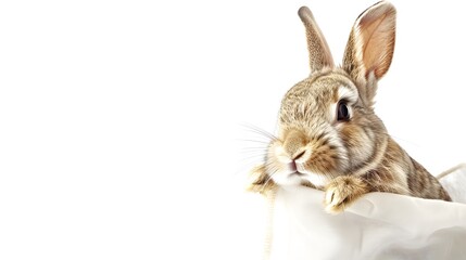 Rabbit with White Flag: A cute rabbit sitting upright, holding a white flag between its paws. 
