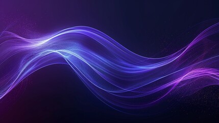 Sticker - Abstract waves of vibrant purple and blue light create a serene digital background. Perfect for technology and creative designs.