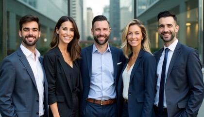 Professional Group Portrait of Business Team in Urban Setting