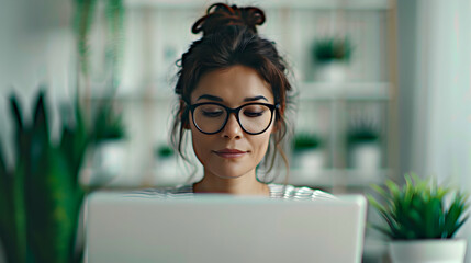 Poster - Woman Senior Mother And Laptop For Finance Home