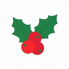 Wall Mural - christmas holly berries and leaves isolated on white