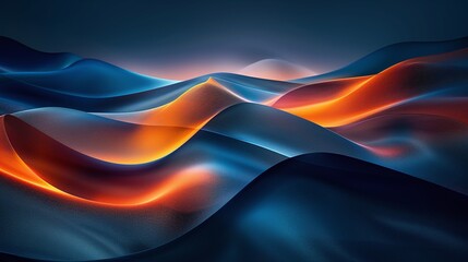 Wall Mural - Stunning abstract waves of vibrant colors, merging in smooth gradients, creating a captivating visual experience in a dark background. Product presentation background.