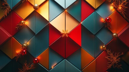 Canvas Print - Geometric design of a Christmas advent calendar, with each door forming a part of a larger symmetrical pattern. 4K hyperrealistic photo.