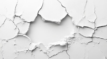 Canvas Print - Broken hole white wall texture background fracture\