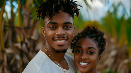 Sticker - Young Black Family Embracing Outdoors And Smiling