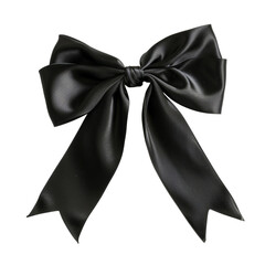 Wall Mural - Elegant Black Satin Bow with Long Tails for Decoration or Accessories