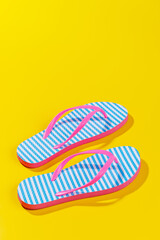 Poster - A vibrant summer vacation scene with flip flops