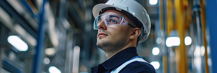 Engineer working in a factory. Industrial people and technology concept