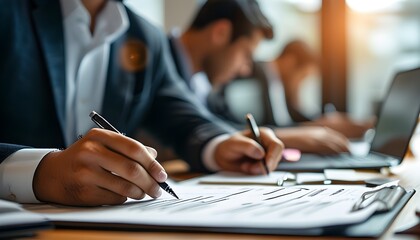 Focused hands sketching a business plan, showcasing the multitasking creativity fueled by Generative AI