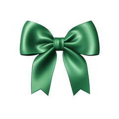 Wall Mural - Elegant Green Ribbon Bow with Smooth Texture and Flowing Streamers