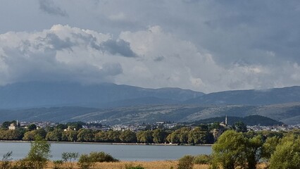 ioannina giannea  panorama greece in autumn season rainy day