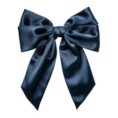 Wall Mural - Elegant Satin Bow with Streamers in Rich Navy Blue Color.