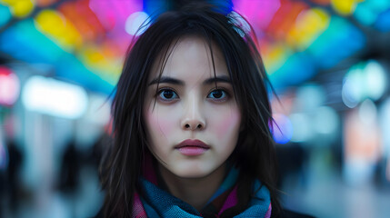 Poster - Young Chinese Model Colorful Street Market