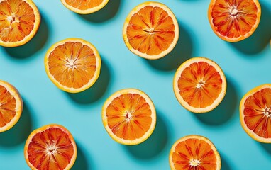 Wall Mural - Fresh Citrus Slices Pattern Vibrant Orange