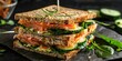 © TheWaterMeloonProjec - Rye Bread Salmon Club Sandwich with Cucumber and SautÃƒÂ©ed Spinach, Fastened with Cocktail Picks