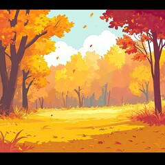 Wall Mural - Autumn Forest Landscape with Colorful Leaves