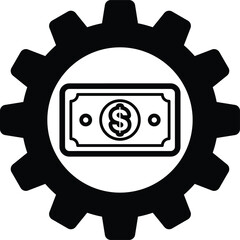 Canvas Print - A graphic of a dollar bill with a gear in the middle