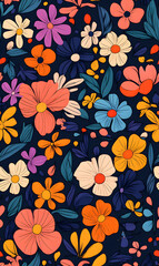 floral and leaf seamless patterns in doodle-style tile designs with graphic format.