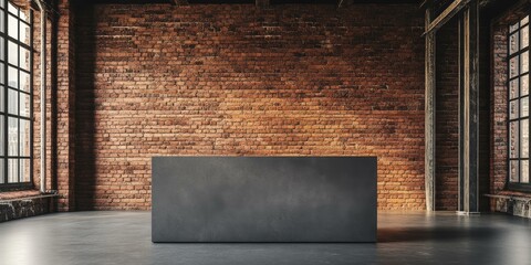 Sticker - A black countertop in a brick loft.