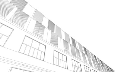 Wall Mural - architecture 3d vector drawing