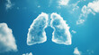 © KotBaton - Human lungs in the form of a cloud against a blue sky. Clouds in the form of lungs. World Pneumonia Day. World Tuberculosis Day.