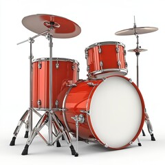 Drum kit. Isolated on white background. Include clipping path. 3d render