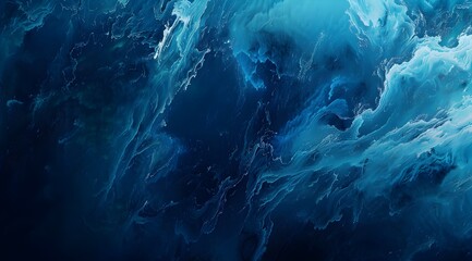 Wall Mural - Abstract Blue Background, with dark blue and light cyan hues, a dark background, textured with brushstrokes, evoking ocean waves and a stormy sea