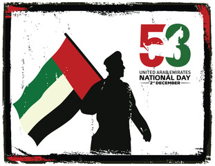 Wall Mural - 53 National Day of United Arab Emirates.  December 2.  Text Arabic Translation: Our National DayVector Logo.