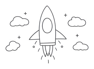 Wall Mural - png minimal illustration of rocket drawing sketch doodle.