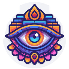 Buddhist eye symbol icon. Vector illustration in flat style.