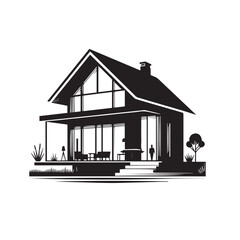 Modern house silhouette. Modern house logo, icon vector design.