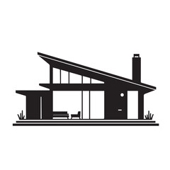 Modern house silhouette. Modern house logo, icon vector design.