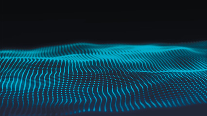 Wall Mural - Futuristic particle wave. Abstract technology background. Big data visualization. Vector illustration