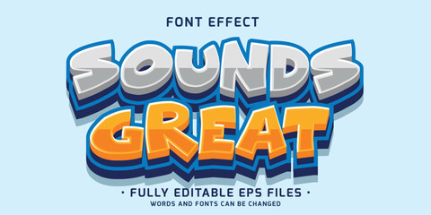 Wall Mural - embossed cartoon style text effect with fun style font for comic