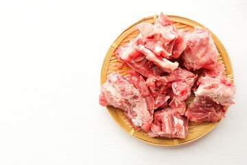 Fresh Pork Backbone on white background