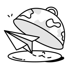 Sticker - World travel icon in doodle style 