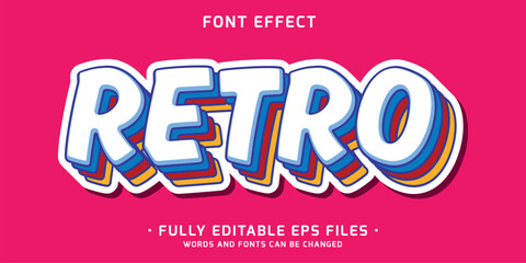 Wall Mural - retro text effect in multiple color and layer