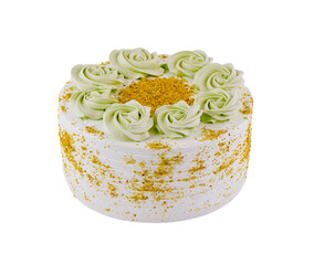 Wall Mural - Delicious pistachio cake with green butter cream rosettes decoration