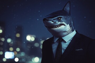 Wall Mural - Generated stock of a shark in a business suit