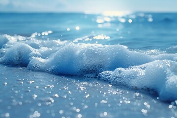 Blue background ocean wave textures and soft lighting calm and serene