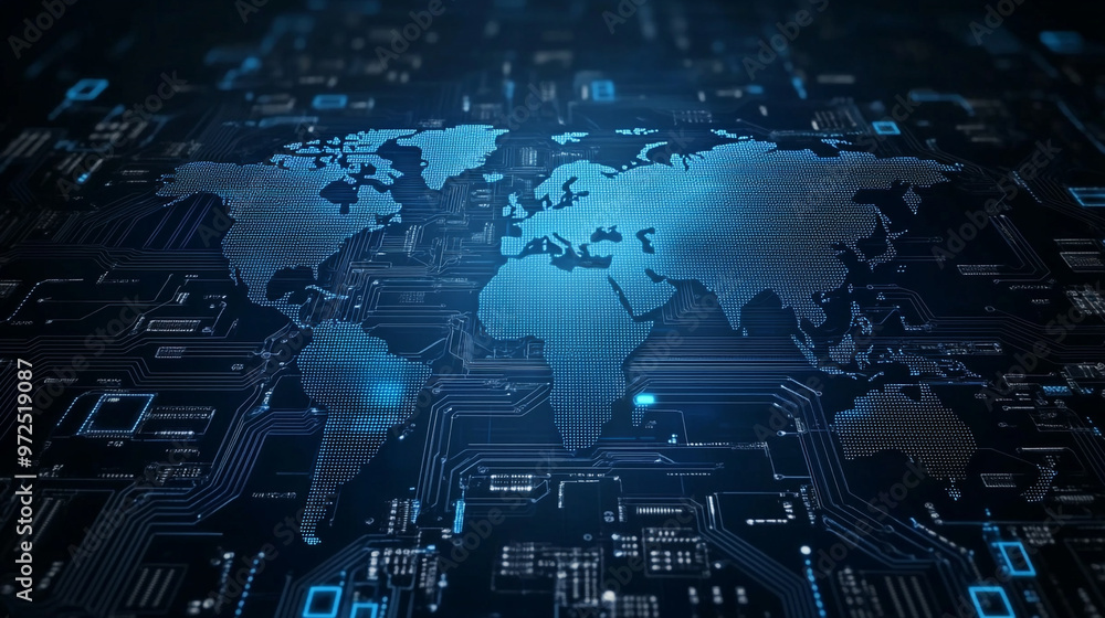 Polygon world map with blockchain technology peer to peer network on ...