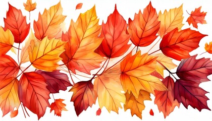 Canvas Print - Watercolor Autumn Leaves Border for Fall Designs