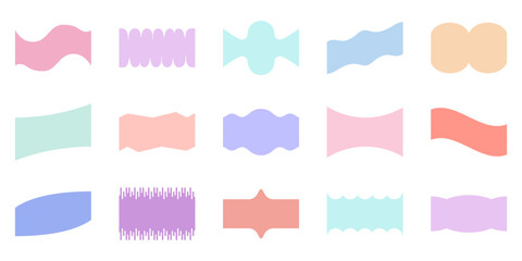 Wall Mural - abstract pastel geometric shapes collection. colorful wavy design elements set. minimalistic curved 